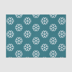 Turquoise Teal en Wit Sneeuwvlokken Patroon Tissuepapier