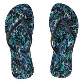 Turquoise, Teal en Zwart Abstract  Teenslippers (Voetbed)