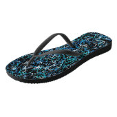 Turquoise, Teal en Zwarte Abstracte Teenslippers (Schuin)