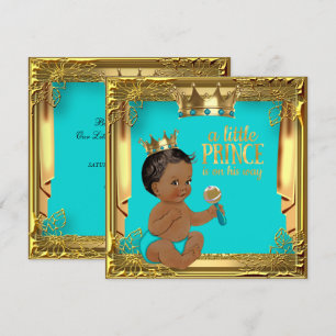 Turquoise Teal Etnische Prins Baby Shower Kaart