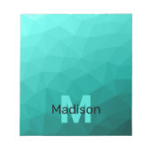 Turquoise teal geometrisch meshpatroon Monogram Notitieblok (Voorkant)