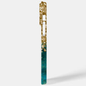 Turquoise Teal Glitterige Gouden Glam Gepersonalis Case-Mate iPhone Case (Achterkant / Links)