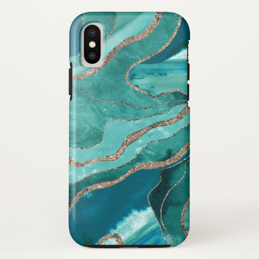 Turquoise Teal Marmer Agate Goud Glitter Glam #1 Case-Mate iPhone Case (Achterkant)
