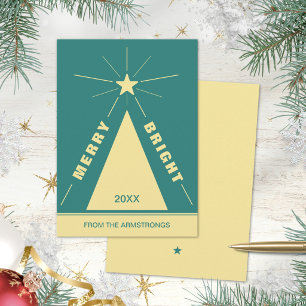 Turquoise Teal Moderne Geometrische Kerstboom Feestdagenkaart