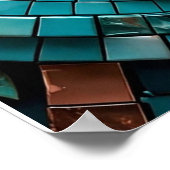 Turquoise Teal Mozaïek Golf Wandkunst Poster (Hoek)