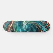 Turquoise Teal Mozaïekgolf Persoonlijk Skateboard (Horizontaal)