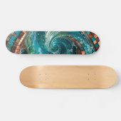 Turquoise Teal Mozaïekgolf Persoonlijk Skateboard (Horizontaal)