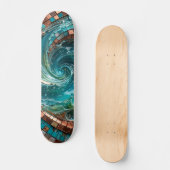 Turquoise Teal Mozaïekgolf Persoonlijk Skateboard (Voorkant)