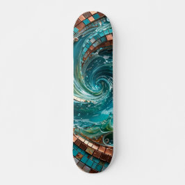 Turquoise Teal Mozaïekgolf Persoonlijk Skateboard