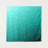 Turquoise teal verloop geometrisch mesh patroon wandkleed (Voorkant)