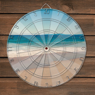 Turquoise Teal Vintage Stijl Strand Foto Dartbord