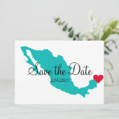 Turquoise Teal Watercolor Mexico Bestemming Save The Date (Staand voorkant)
