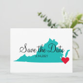 Turquoise Teal Watercolor Virginia Bestemming Save The Date (Staand voorkant)