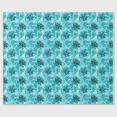 Turquoise & Teal Waterverf Bladeren Cadeaupapier (Vlak)