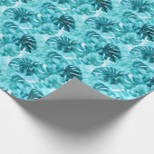 Turquoise & Teal Waterverf Bladeren Cadeaupapier (Hoek)