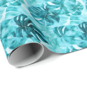 Turquoise & Teal Waterverf Bladeren Cadeaupapier (Rol Hoek)