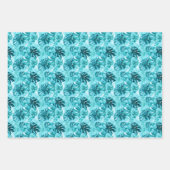 Turquoise & Teal Waterverf Bladeren Inpakpapier Vel (Voorkant 2)