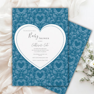 Turquoise Teal Whimsical Hart Baby Shower Kaart