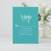 Turquoise Teal Witte Trouw RSVP Kaart (Staand voorkant)