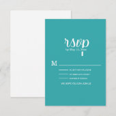 Turquoise Teal Witte Trouw RSVP Kaart (Voorkant / Achterkant)