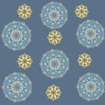 Turquoise Tealblauw en geel Mandala Kunstpatroon