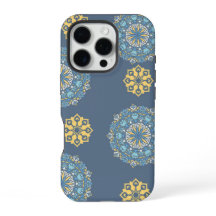 Turquoise Tealblauw en geel Mandala Kunstpatroon