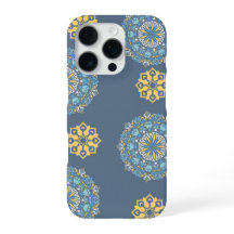 Turquoise Tealblauw en geel Mandala Kunstpatroon