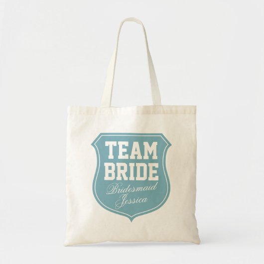 Turquoise Team Bride canvas tassen voor bruiloft (Voorkant)