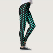 Turquoise Techno Dot Pattern Leggings (Rechts)