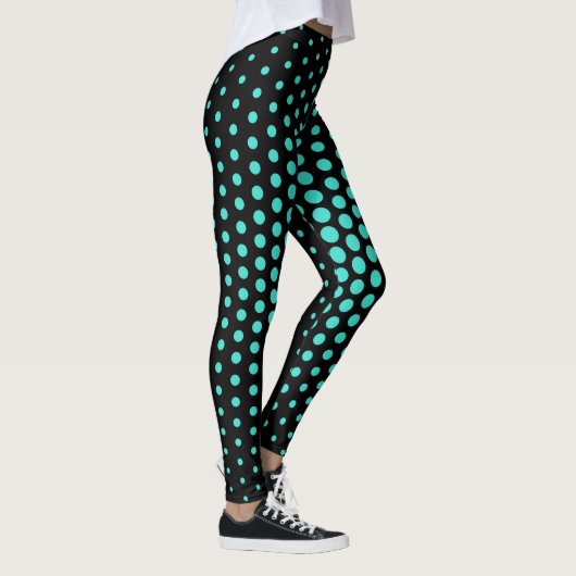 Turquoise Techno Dot Pattern Leggings (Rechts)
