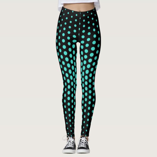 Turquoise Techno Dot Pattern Leggings (Voorkant)