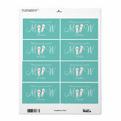 Turquoise teenslippers bruiloft waterflesetiketten etiket (Full Sheet)