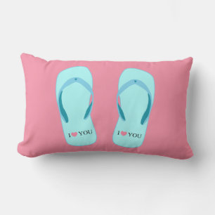 Turquoise Teenslippers Pink Lumbar Pillow Kussen