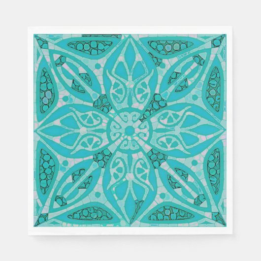Turquoise Tegel Luncheon Papieren servetten (Voorkant)