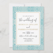 Turquoise Tegels en gouden bruiloft Kaart (Voorkant)
