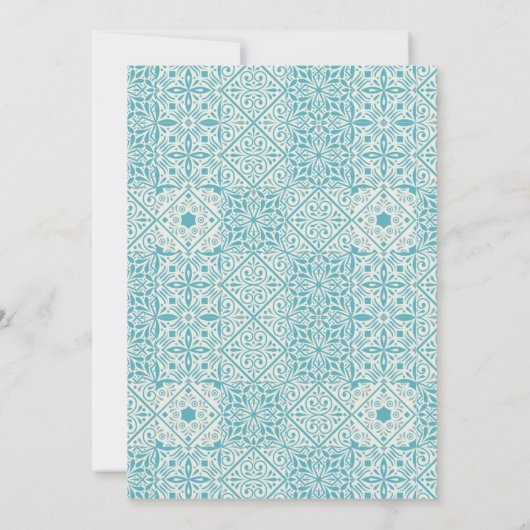 Turquoise Tegels en gouden bruiloft Kaart (Achterkant)