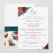 Turquoise Terracotta Bloem Boho Trouw RSVP Kaart (Voorkant / Achterkant)
