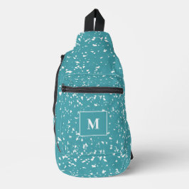 Turquoise Terrazzo Custom Monogram Sling Bag