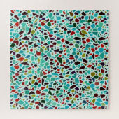 Turquoise Terrazzo Mosaic Broken Stones Legpuzzel (Horizontaal)