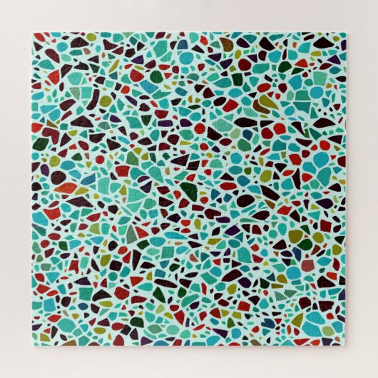 Turquoise Terrazzo Mosaic Broken Stones Legpuzzel (Horizontaal)
