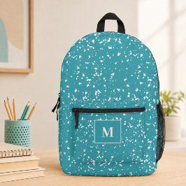 Turquoise Terrazzo Op Maat Gemaakte Monogram Naam Bedrukte Rugzak