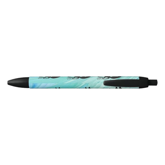 Turquoise Textured Mermaid Silhouette Pen (Achterkant)