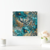 Turquoise Textuur Wandklok (Huis)