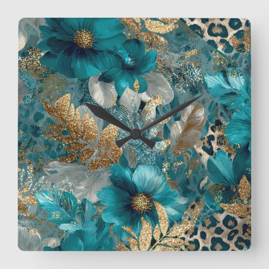 Turquoise Textuur Wandklok (Voorkant)