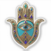 Turquoise Third Eye Hamsa Sticker (Voorkant)