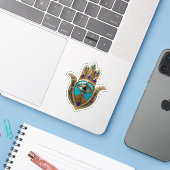 Turquoise Third Eye Hamsa Sticker (Laptop met iPhone)