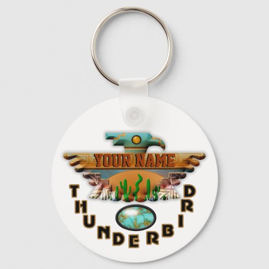 Turquoise Thunderbird Sleutelhanger (Voorkant)