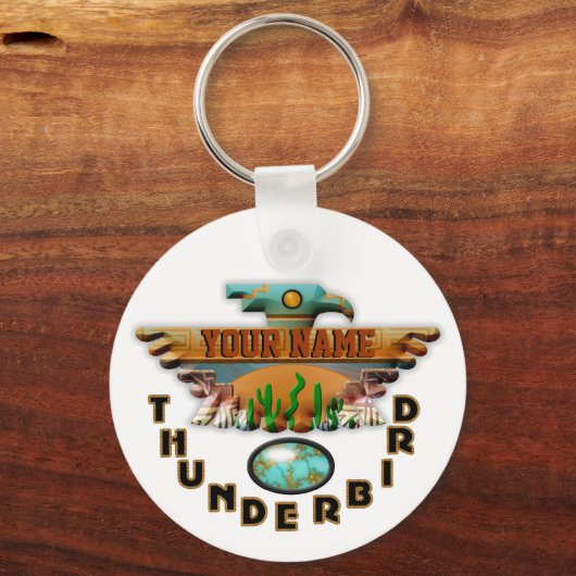 Turquoise Thunderbird Sleutelhanger (Voorkant)