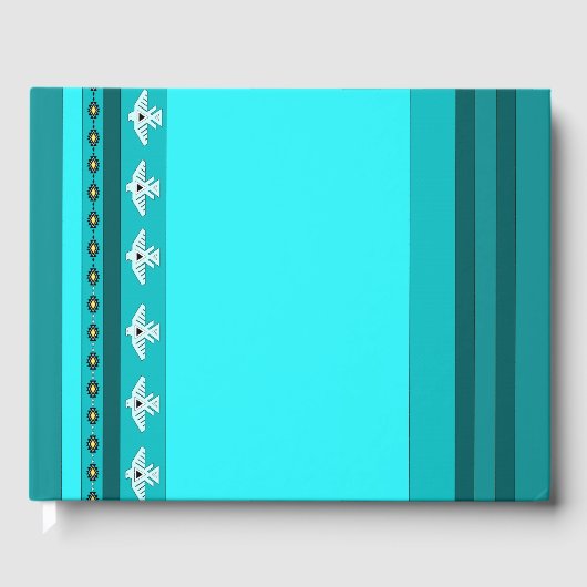 Turquoise Thunderbirds Blue Stripes Gastboek Gastenboek (Voorkant)