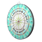 Turquoise Tie Dye Beach House Familienaam Dartbord (Voorkant Rechts)